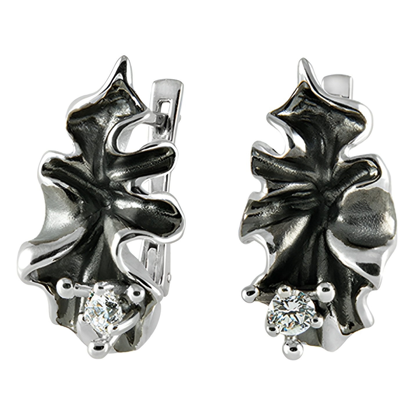 Серебряные серьги Жабо с фианитами