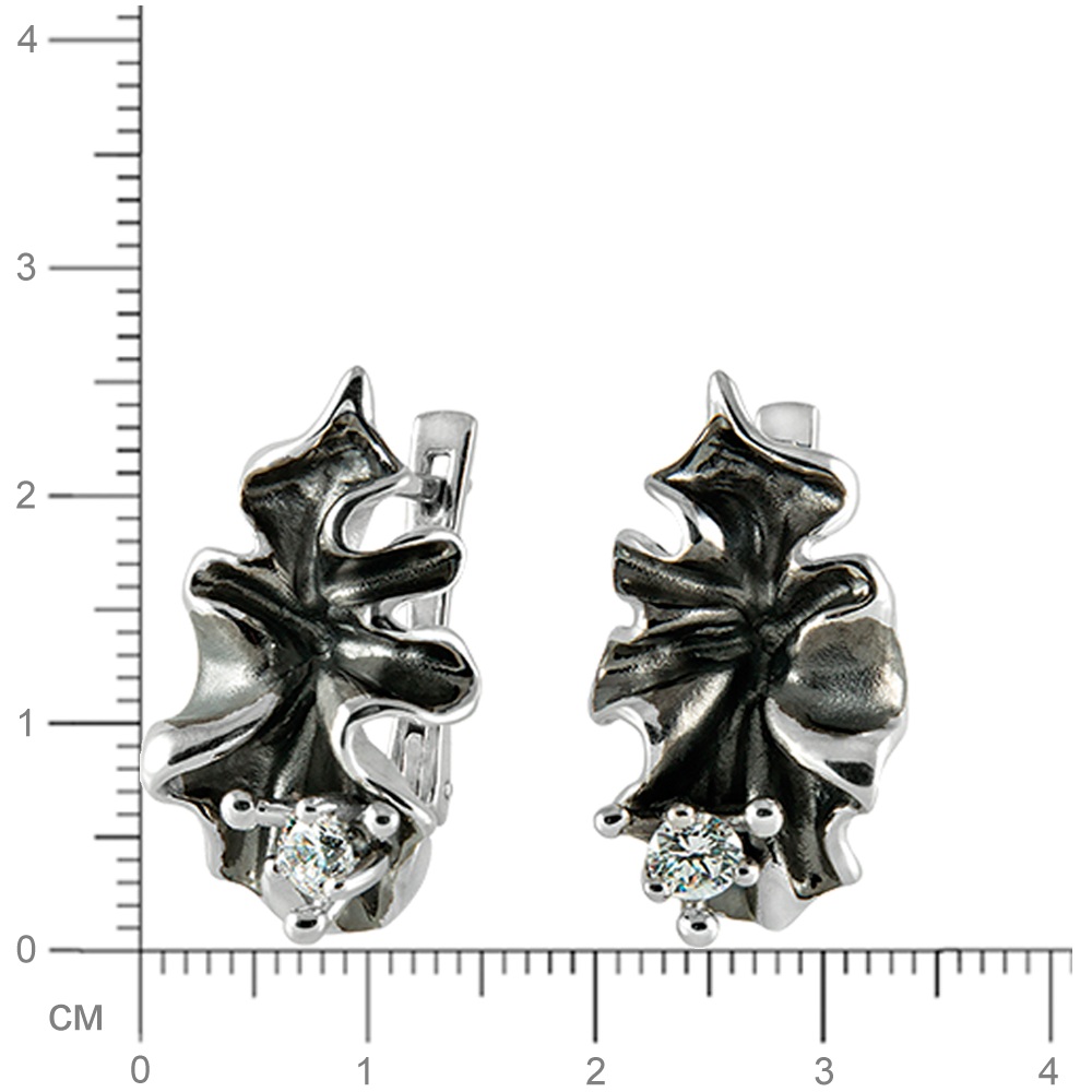 Серебряные серьги Жабо с фианитамиФото 29070-02.jpg