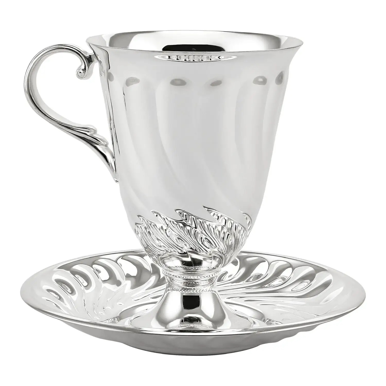 Серебряная чашка с блюдцем №19