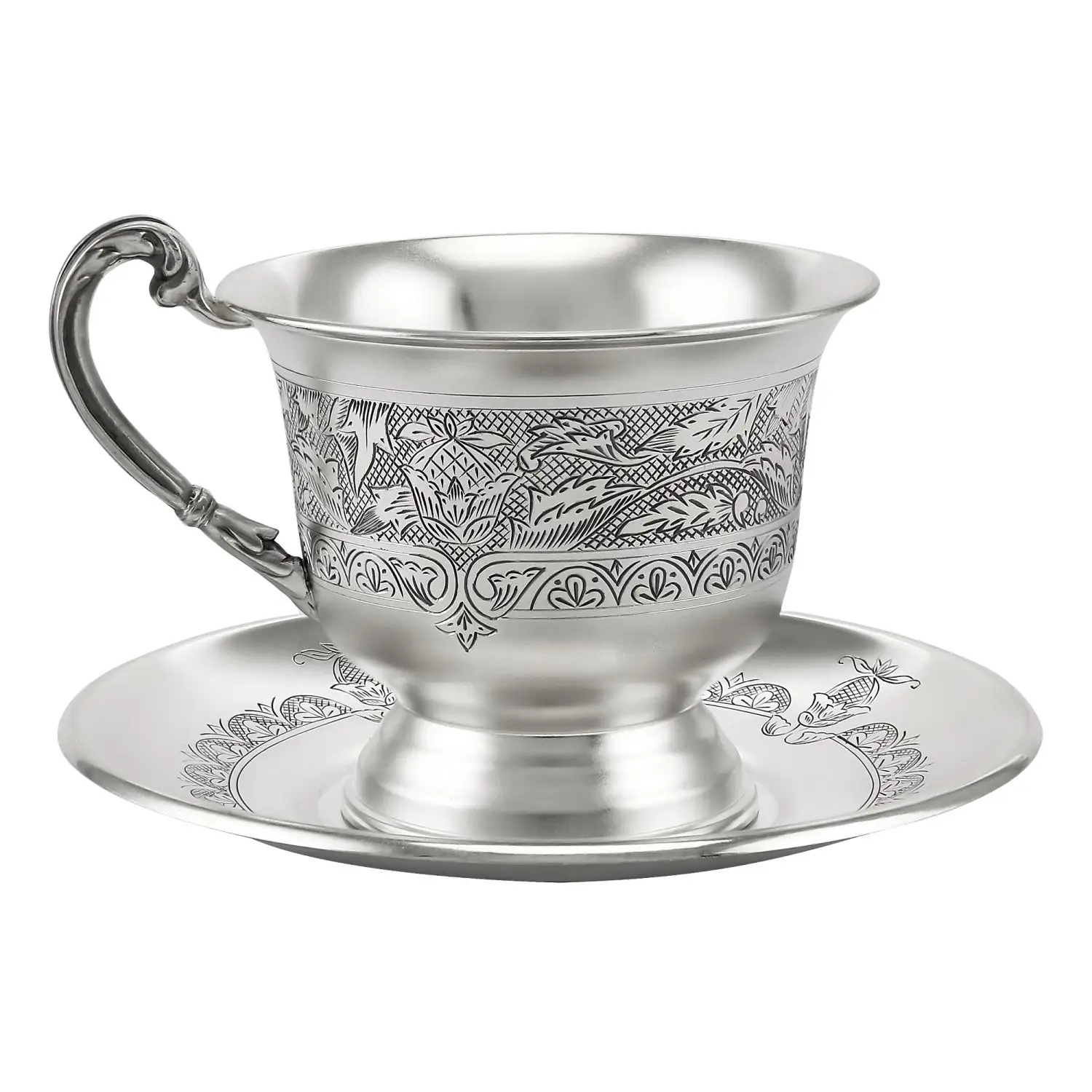 Серебряная чашка с блюдцем № 17