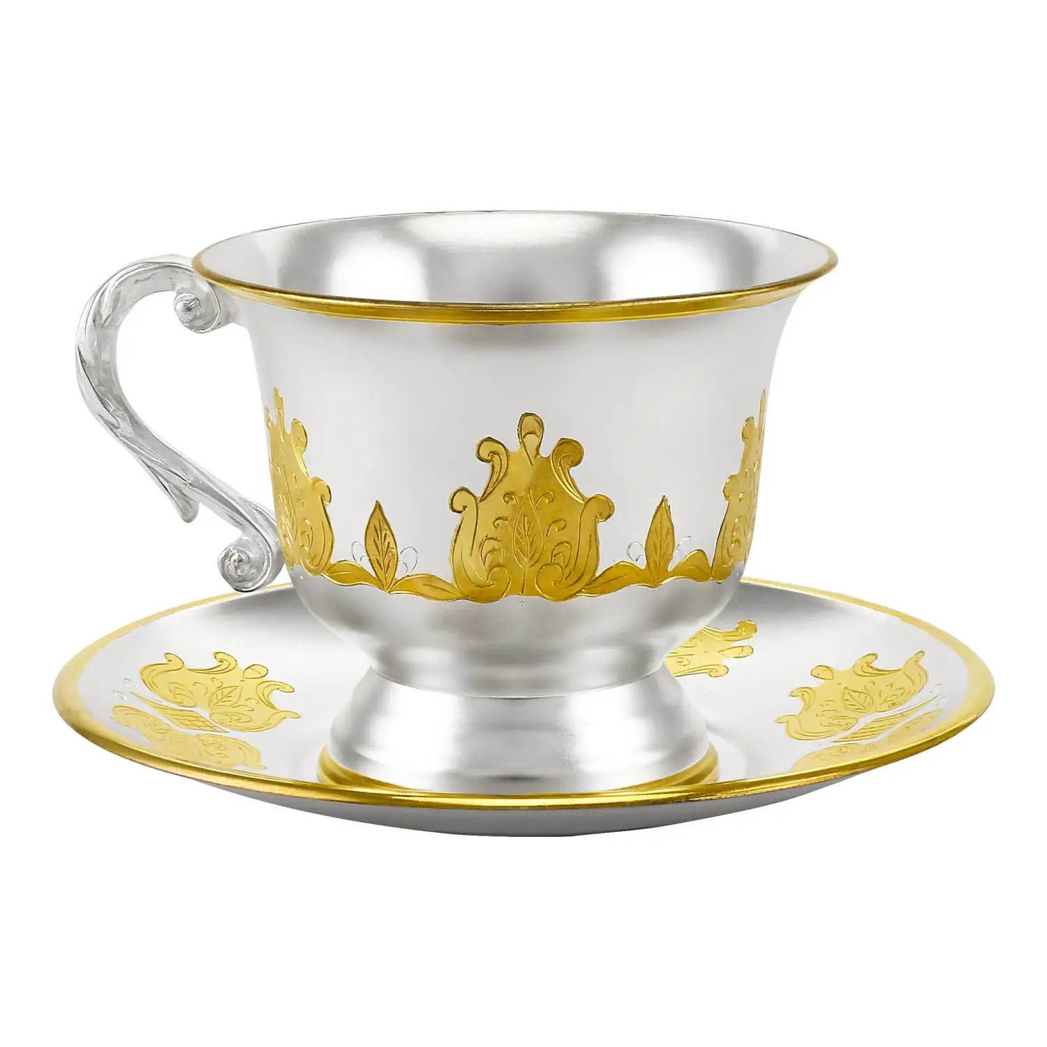 Серебряная чашка с блюдцем №11