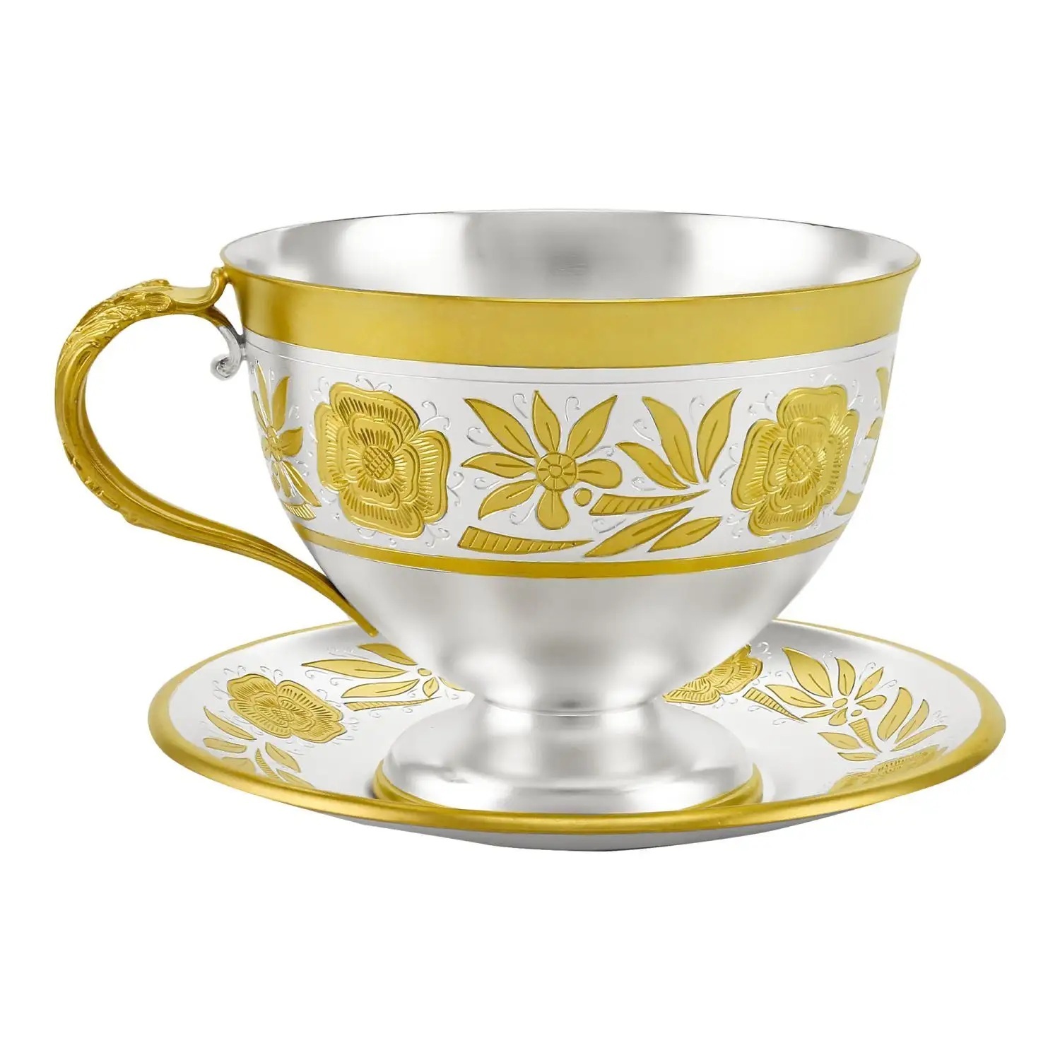 Серебряная чашка с блюдцем №3