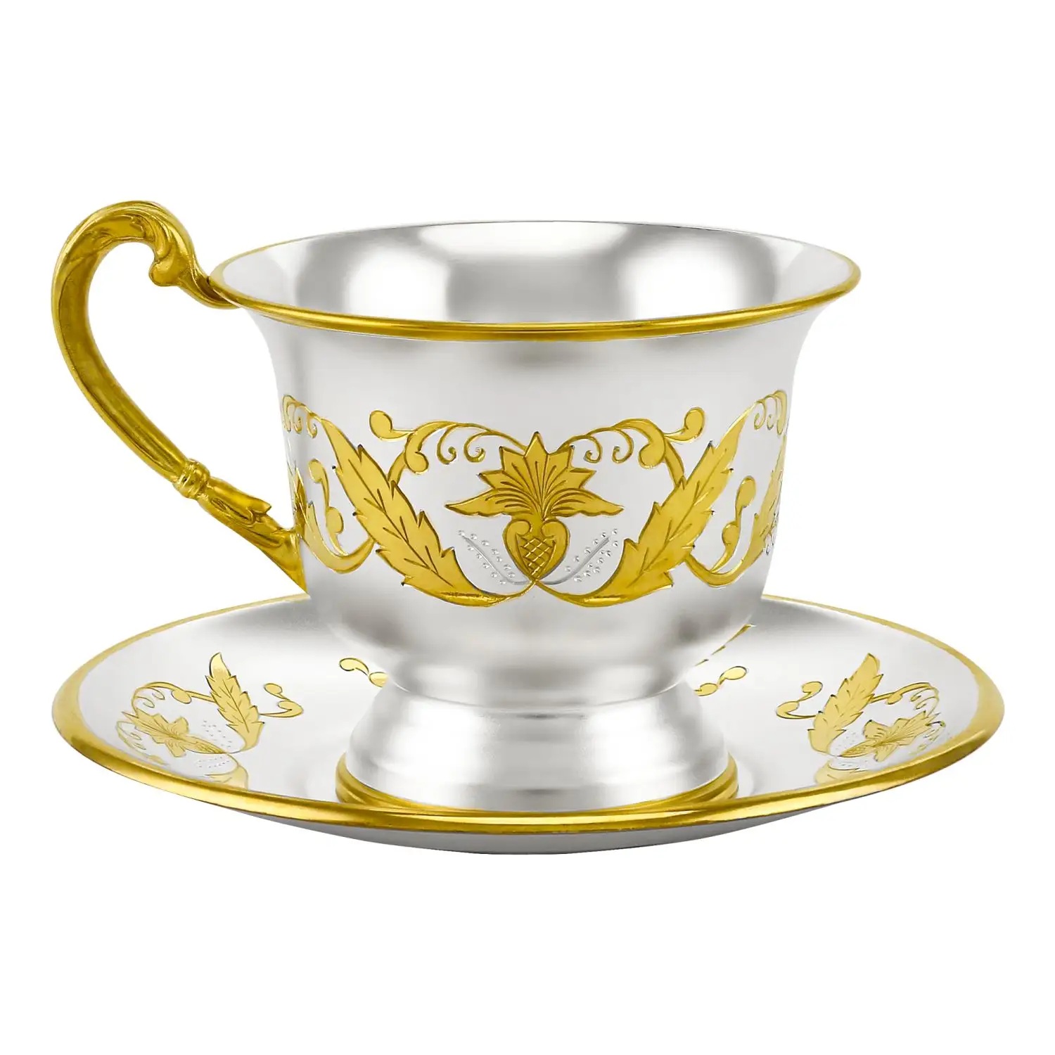 Серебряная чашка с блюдцем № 16