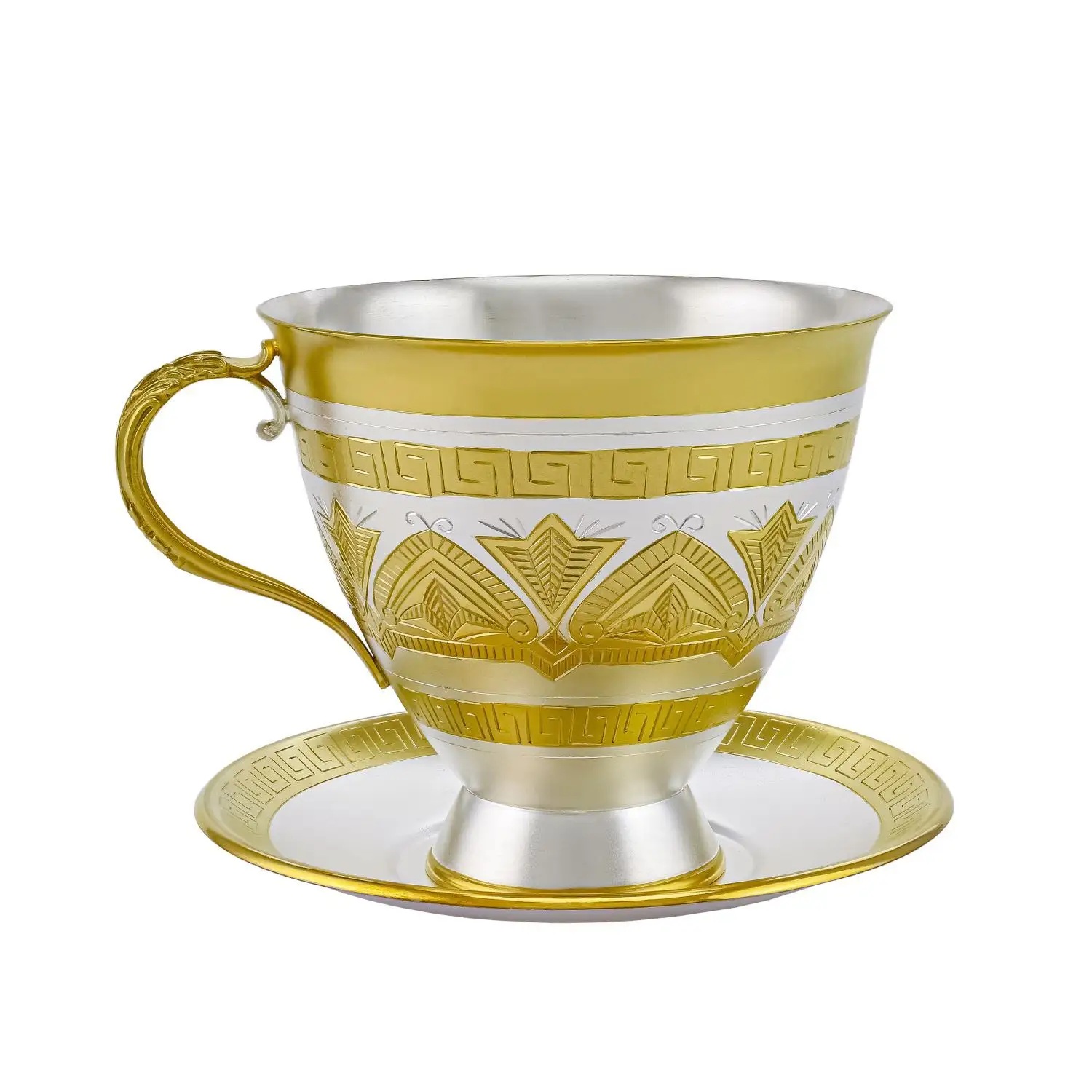 Серебряная чашка с блюдцем №2