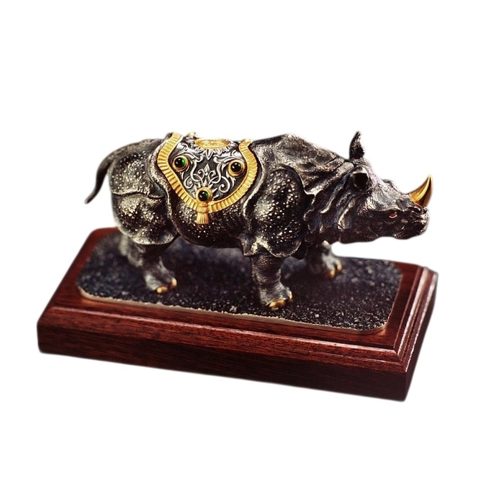 Серебряная скульптура Носорог