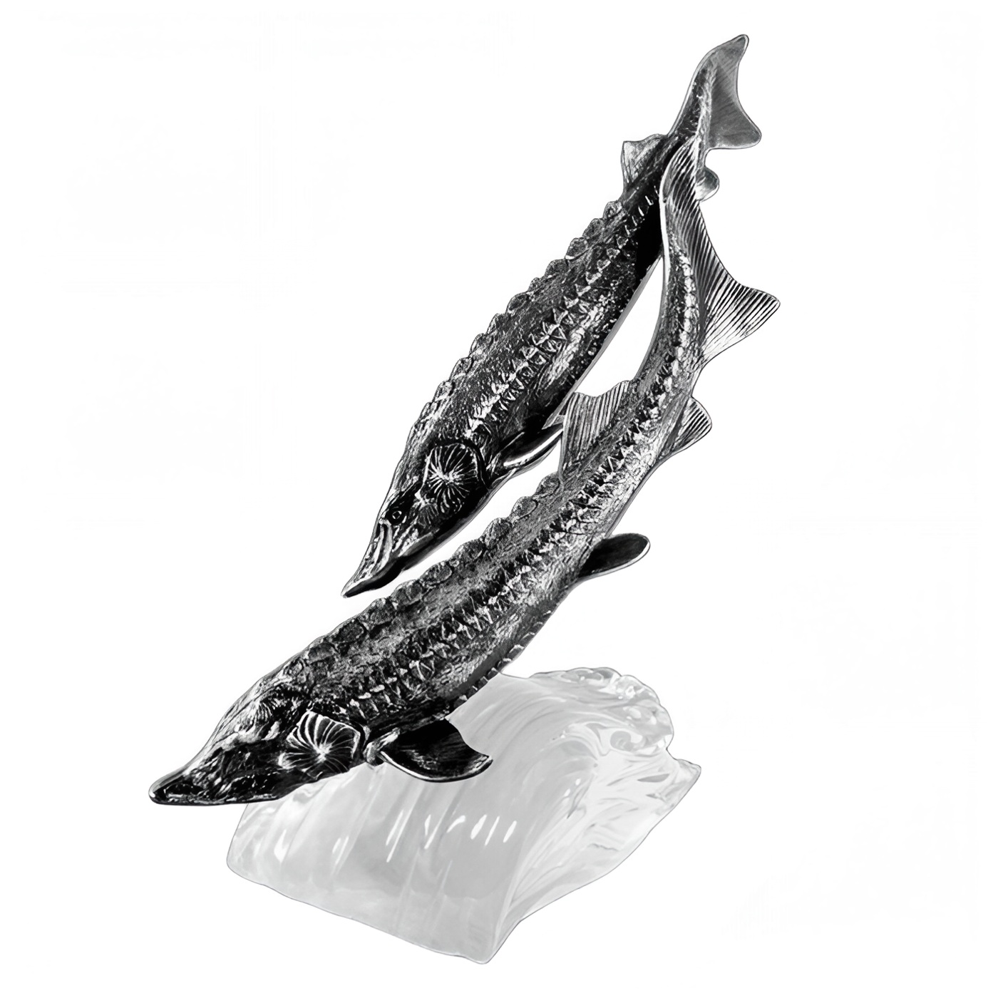 Серебряная скульптура-сувенир Осетры