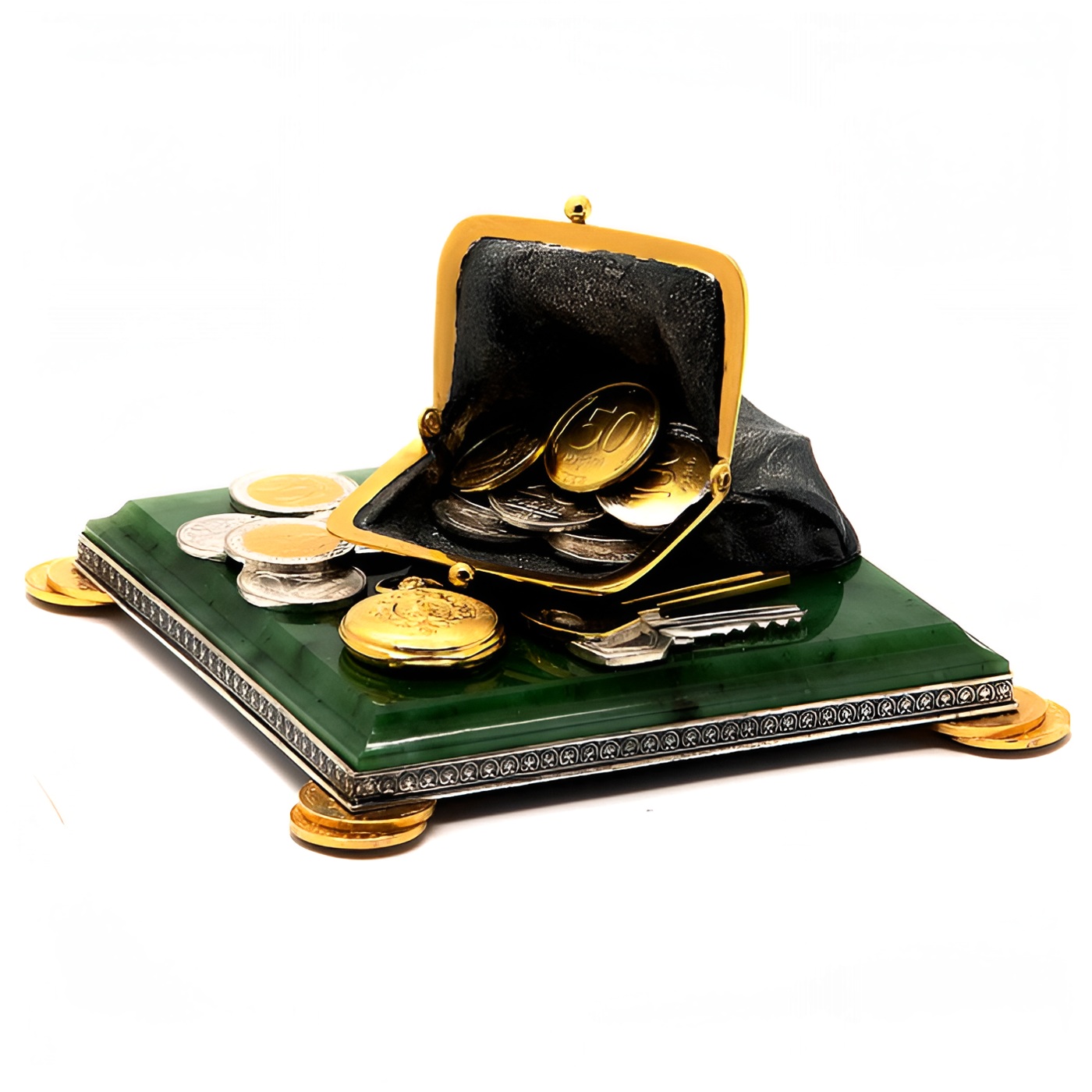 Серебряный сувенир-скульптура Кошелек