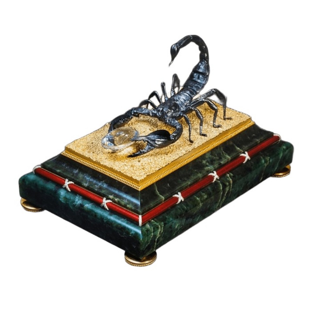 Серебряная визитница Скорпион