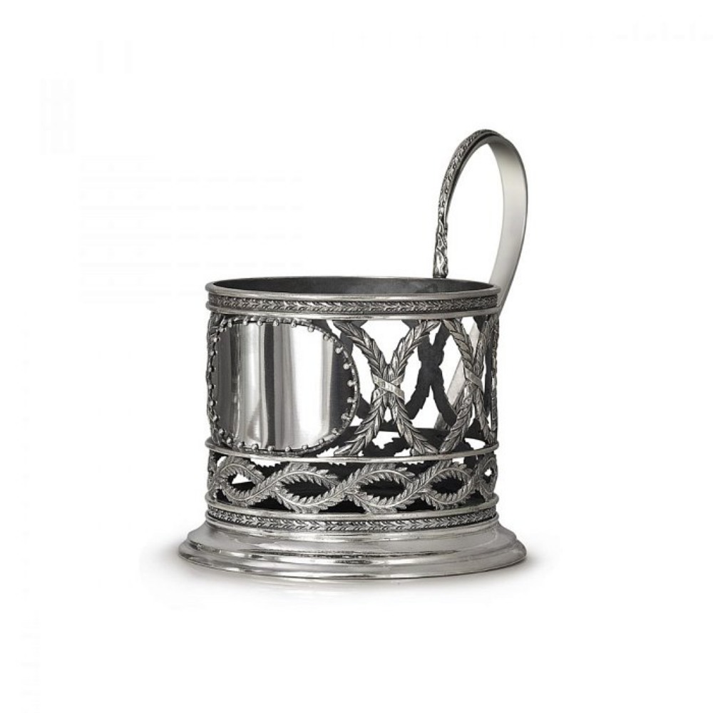 Серебряный подстаканник с полированной табличкой