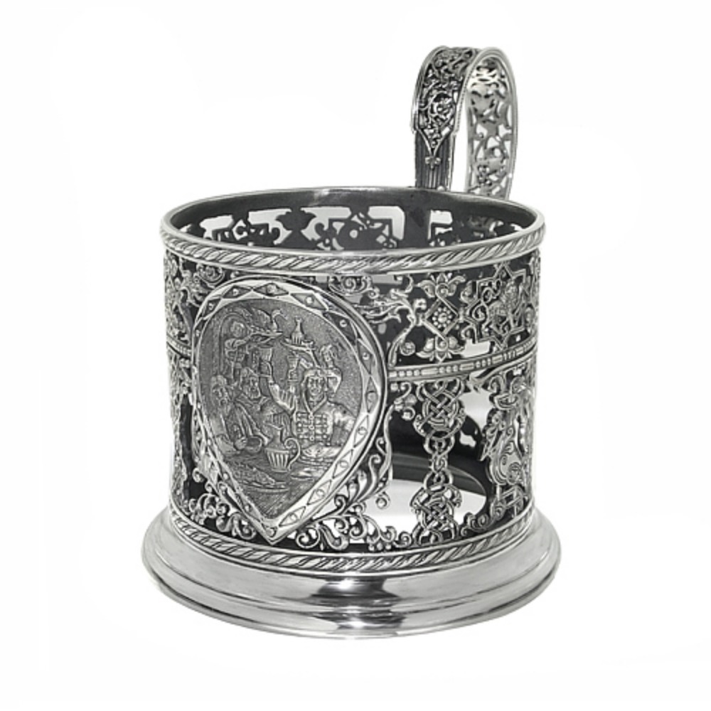 Серебряный подстаканник Пир