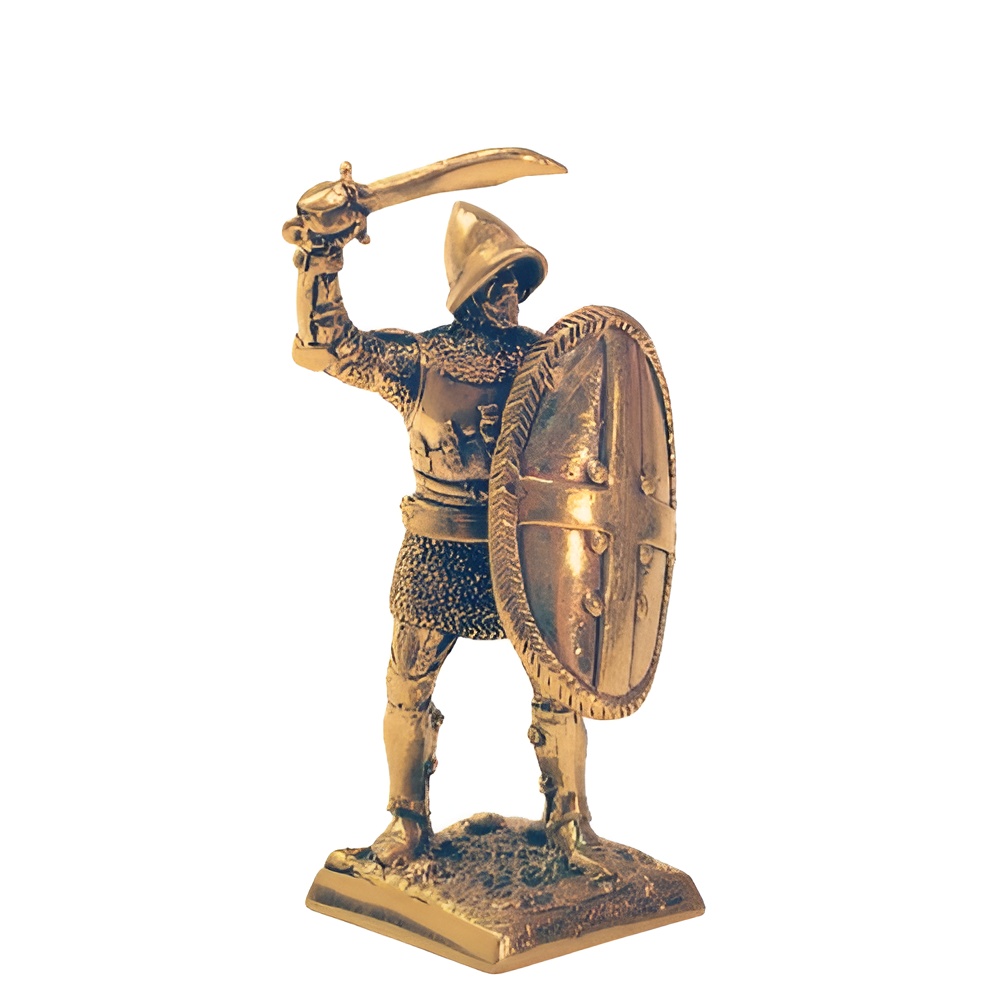 Бронзовая статуэтка Тяжёлый пехотинец со щитом и фальшионом (Генуэзцы - экспедиция Карло Ломеллино 1434 год)