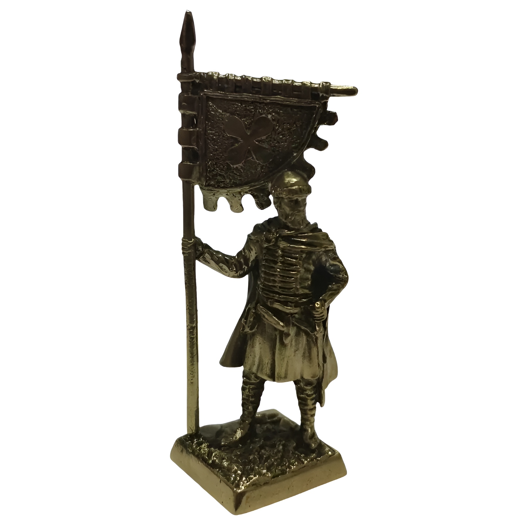 Бронзовая статуэтка Старший дружинник со стягом (Войско князя Владимира Х век)