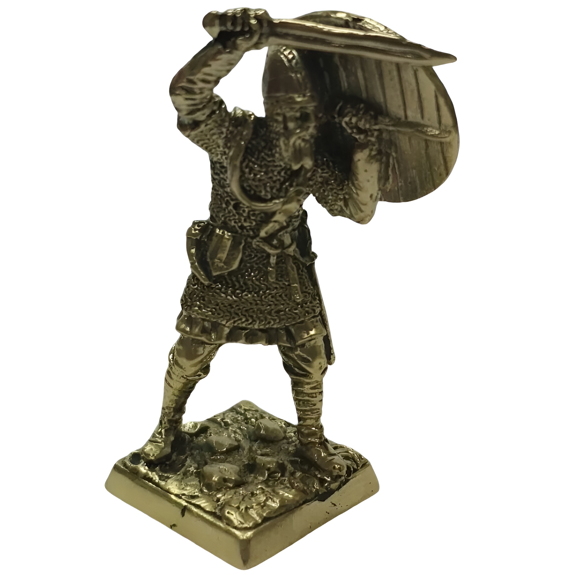 Бронзовая статуэтка Дружинник с мечем и щитом (Войско князя Владимира Х век)