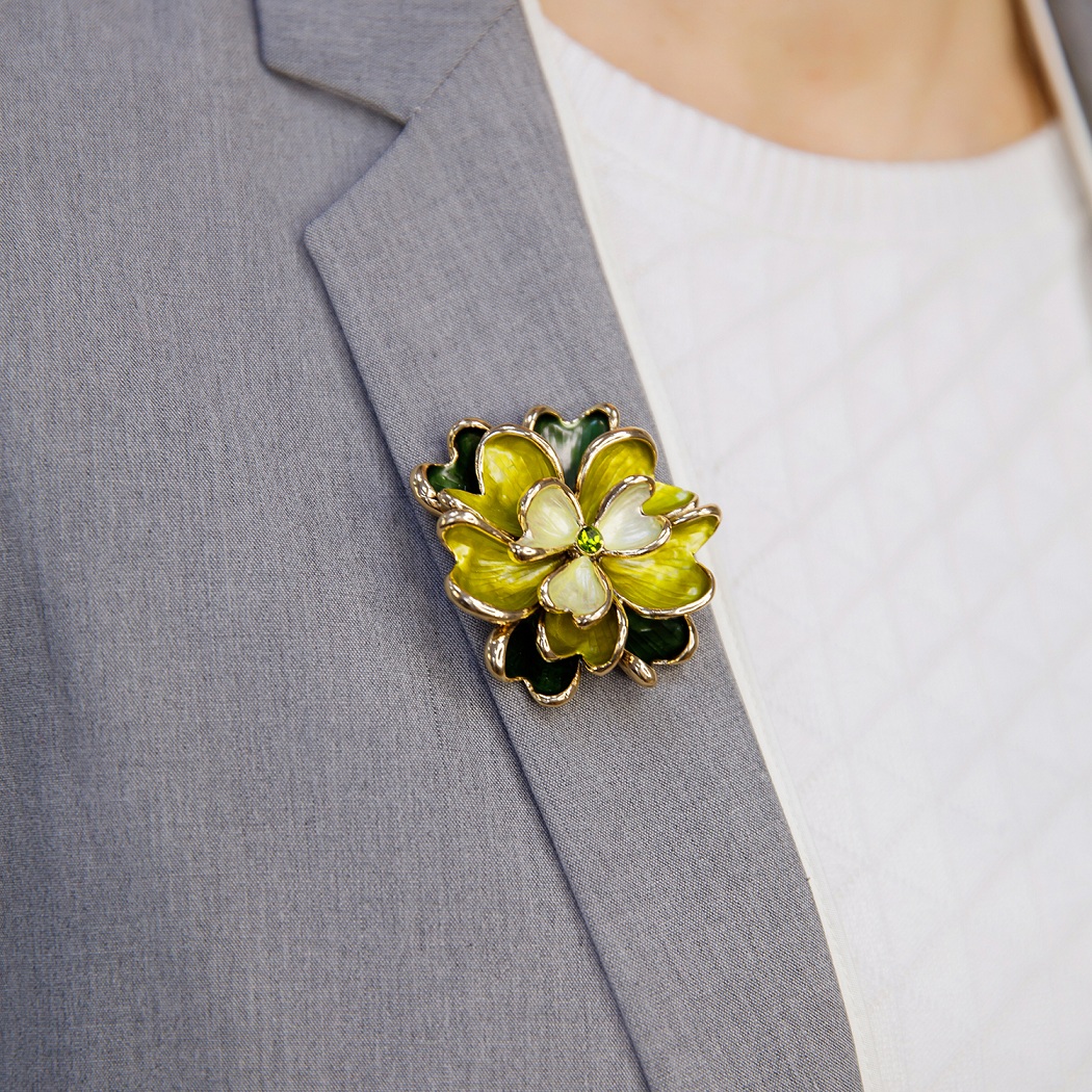 Shadore Брошь Цветок хакиФото 29484-03.jpg