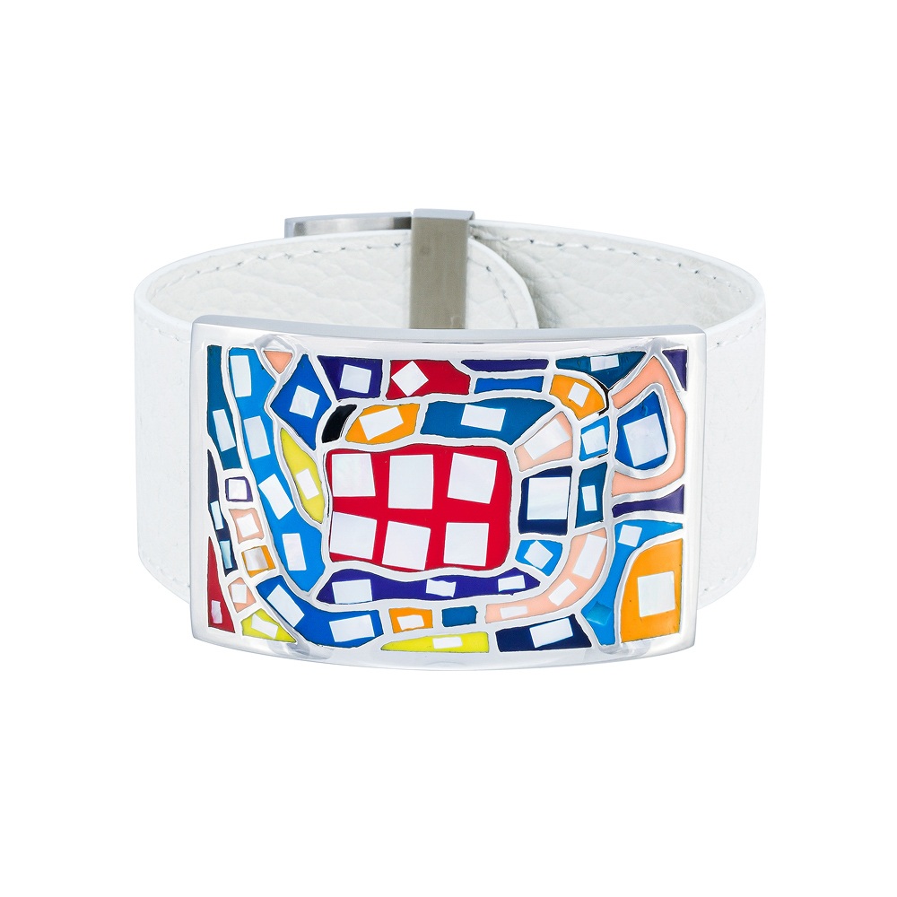 Fiore Luna Браслет на белом кожаном ремешке