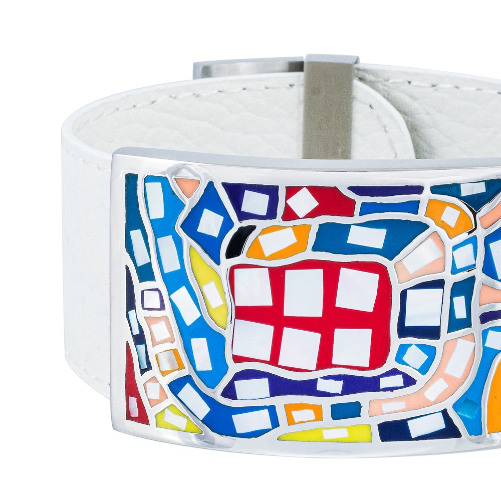 Fiore Luna Браслет на белом кожаном ремешкеФото 29620-02.jpg