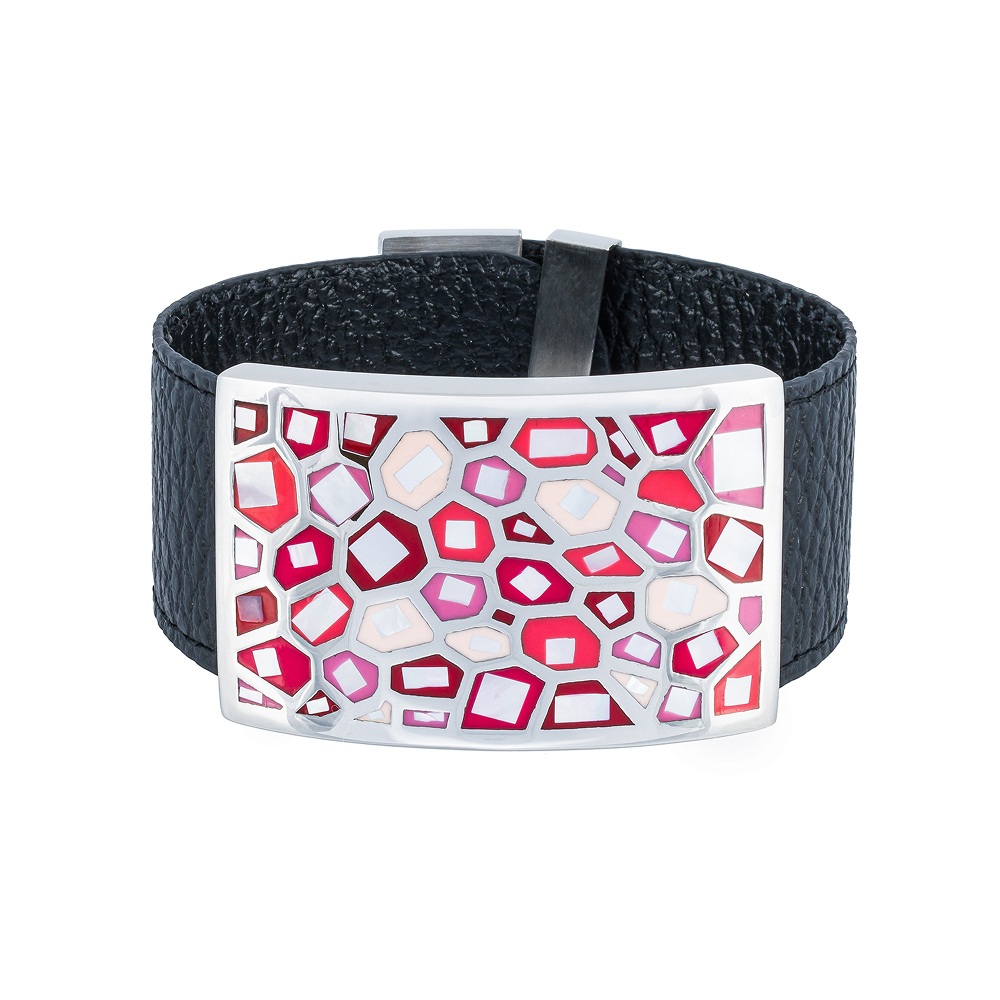 Fiore Luna Браслет на кожаном черном ремешке