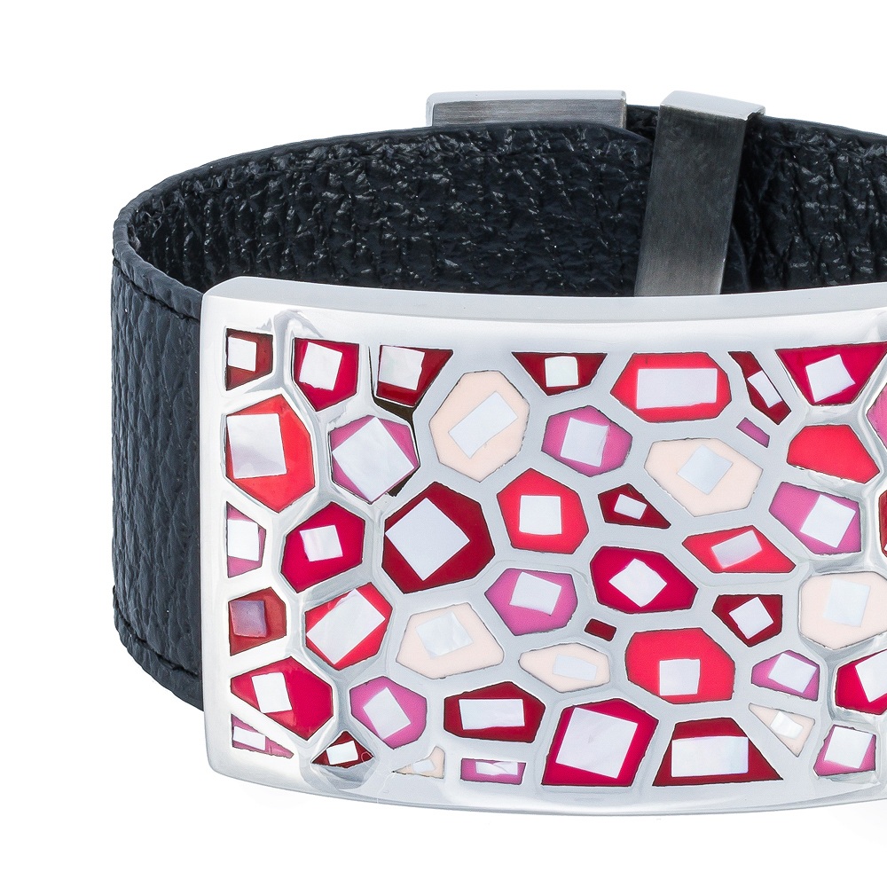 Fiore Luna Браслет на кожаном черном ремешкеФото 29623-02.jpg