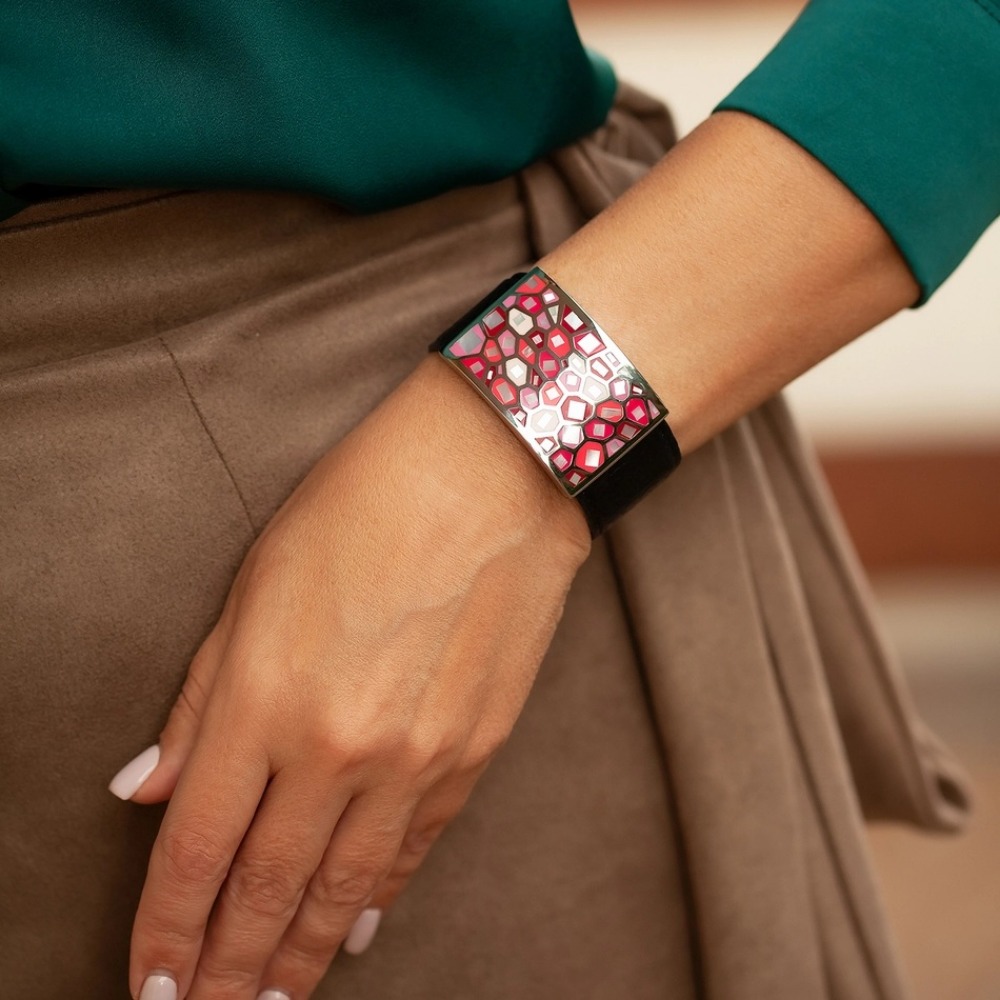 Fiore Luna Браслет на кожаном черном ремешкеФото 29623-03.jpg