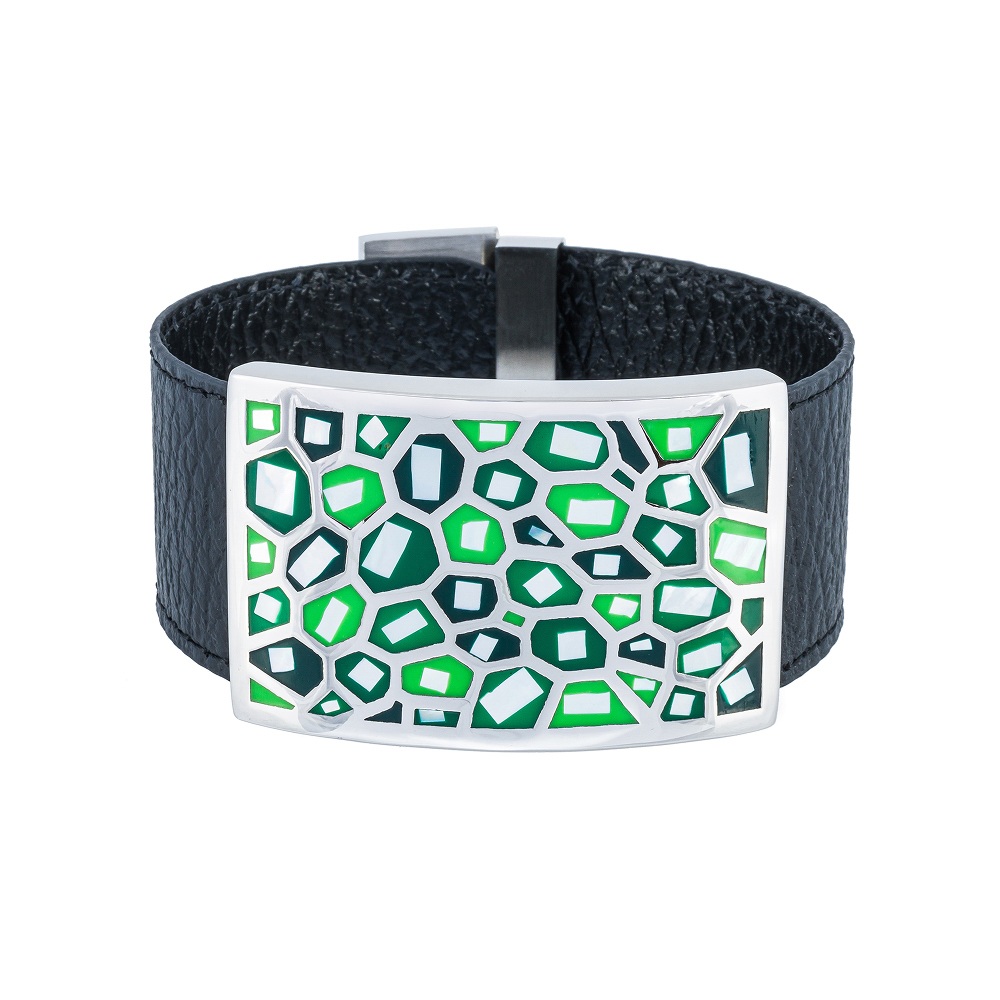 Fiore Luna Браслет на кожаном черном ремешке