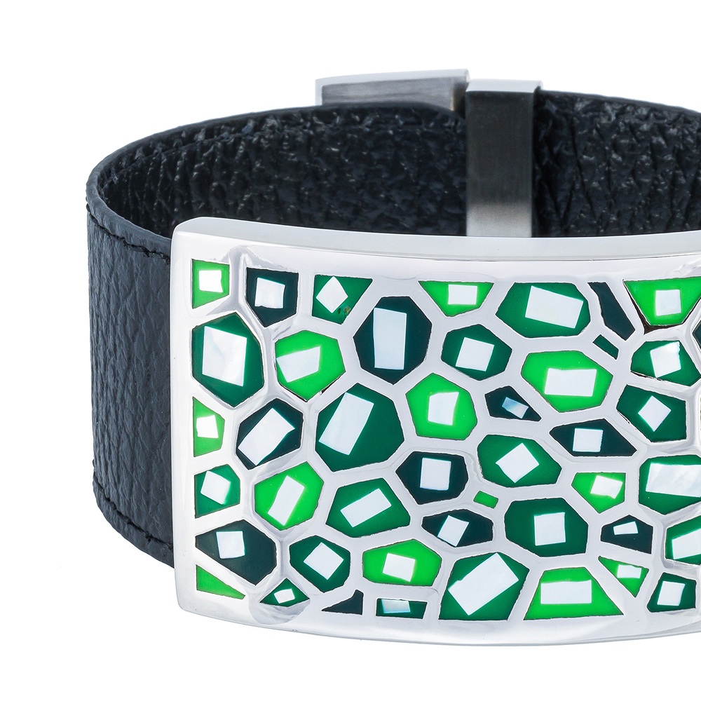 Fiore Luna Браслет на кожаном черном ремешкеФото 29624-02.jpg