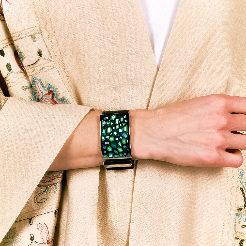 Fiore Luna Браслет на кожаном черном ремешкеФото 29624-03.jpg