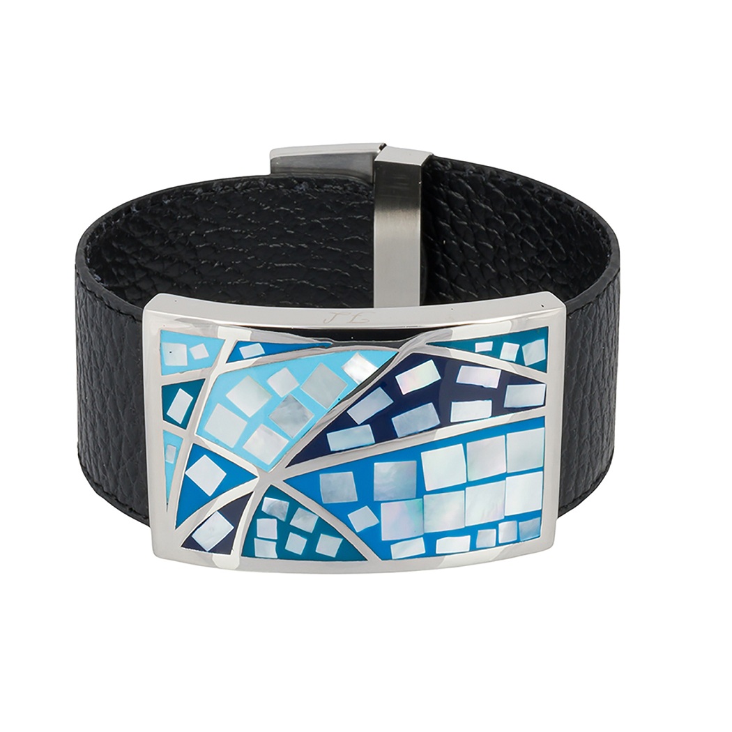 Fiore Luna Браслет на кожаном черном ремешке