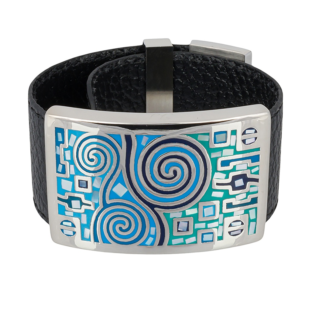 Fiore Luna Браслет на кожаном черном ремешке