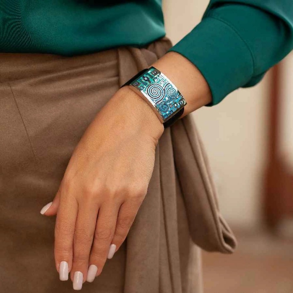 Fiore Luna Браслет на кожаном черном ремешкеФото 29626-03.jpg