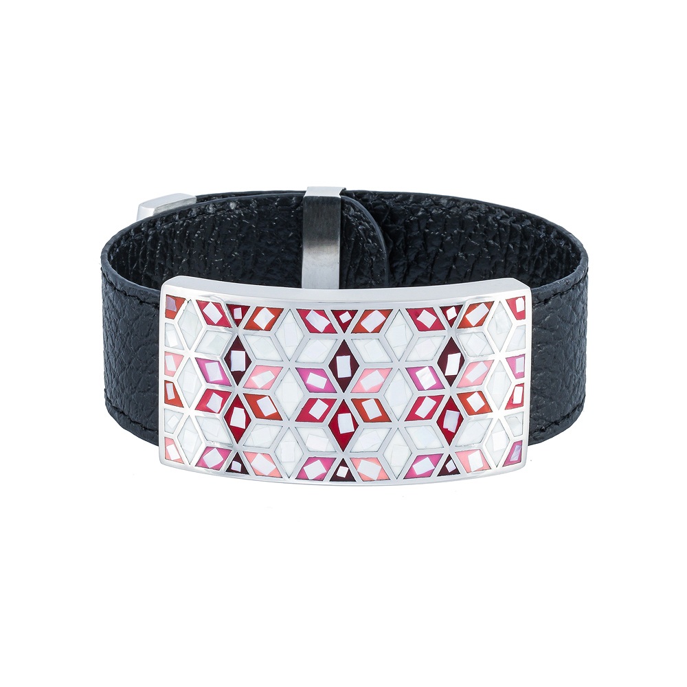 Fiore Luna Браслет на кожаном черном ремешке