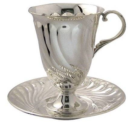 Серебряная чашка с блюдцем №19