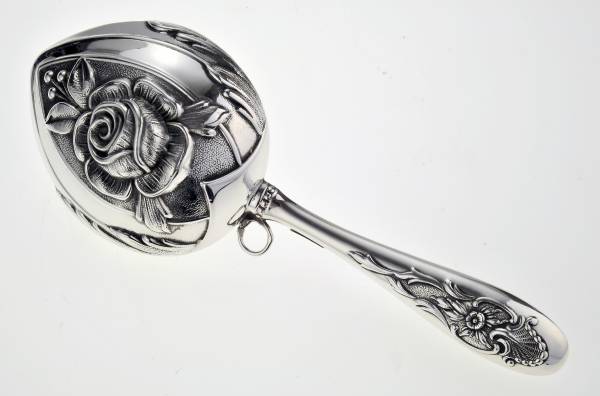 Серебряная погремушка детская Роза (снято с производства)