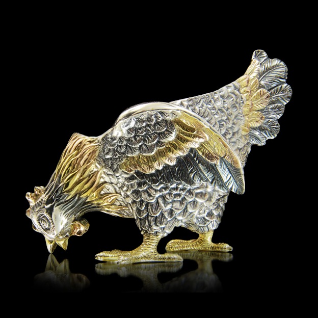 Серебряная подставка для яйца «Курочка ряба»Фото 635-04.jpg