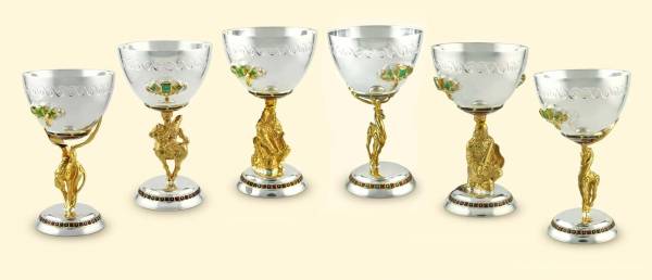 Серебряный винный набор Скифия с драгоценными камнями