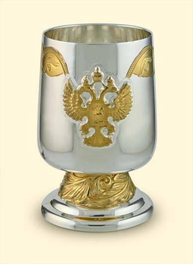 Серебряная рюмка Подарочный герб РФ
