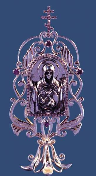 Серебряная икона «Икона Божия Матерь Знамение»