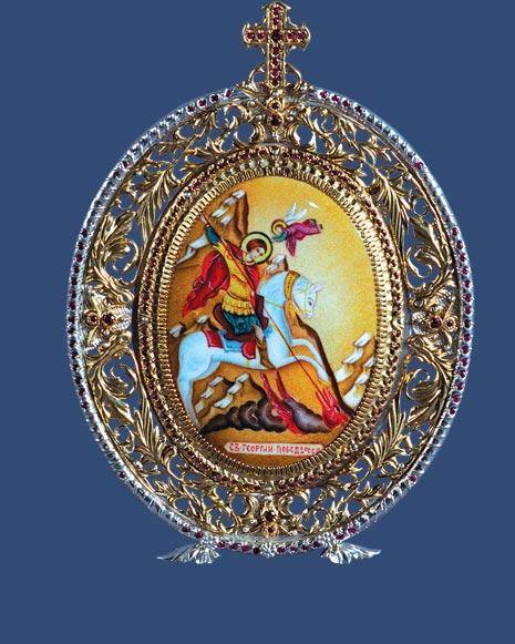 Серебряная икона «Икона Георгий Победоносец»