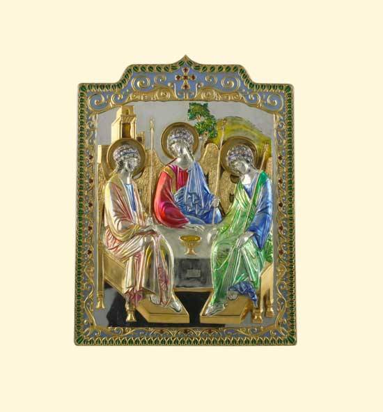Серебряная икона Святая Троица