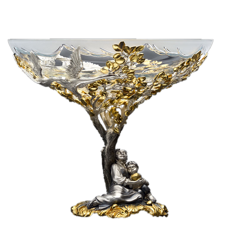 Серебряная ваза Гуси-Лебеди