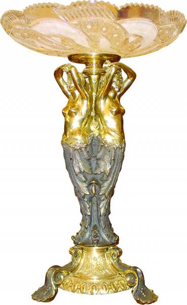 Бронзовая ваза Три Нимфы (с хрустальной чашей)