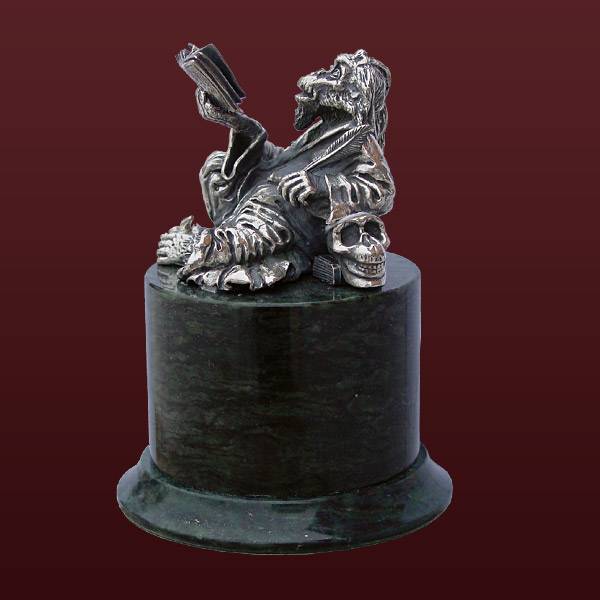 Серебряная скульптура Обезьяна-писатель(снято с производства)