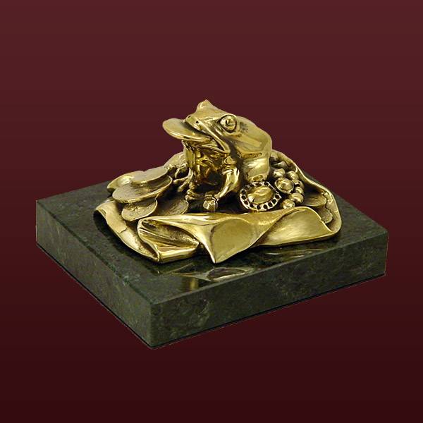 Бронзовая скульптура Лягушка с монетой
