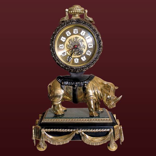 Бронзовые настольные часы Носорог со шкатулкой
