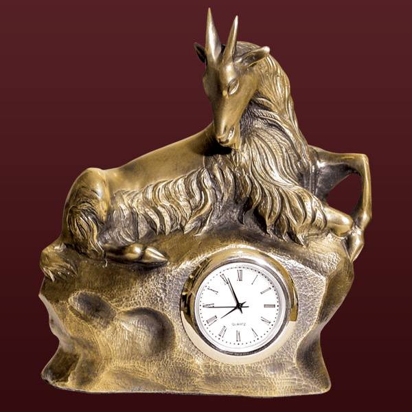 Бронзовые кабинетные часы Коза (Подарок на Год Козы)Фото 9783-02.jpg