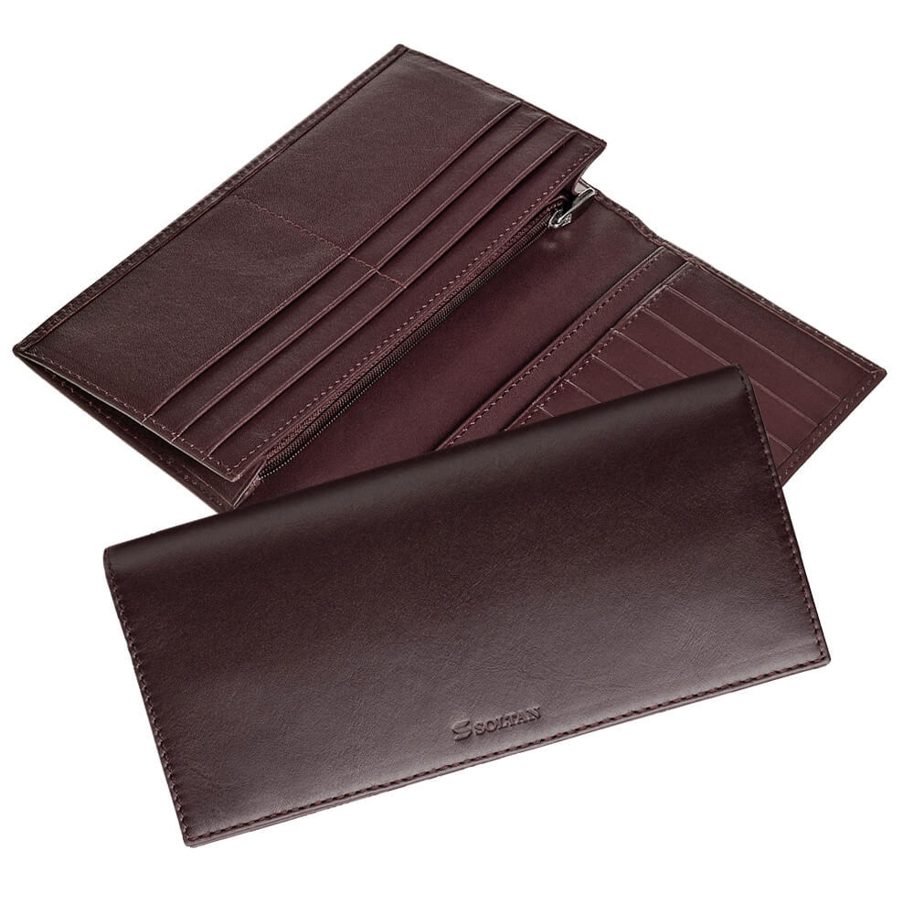 Burgundy men's purses made of genuine leather
