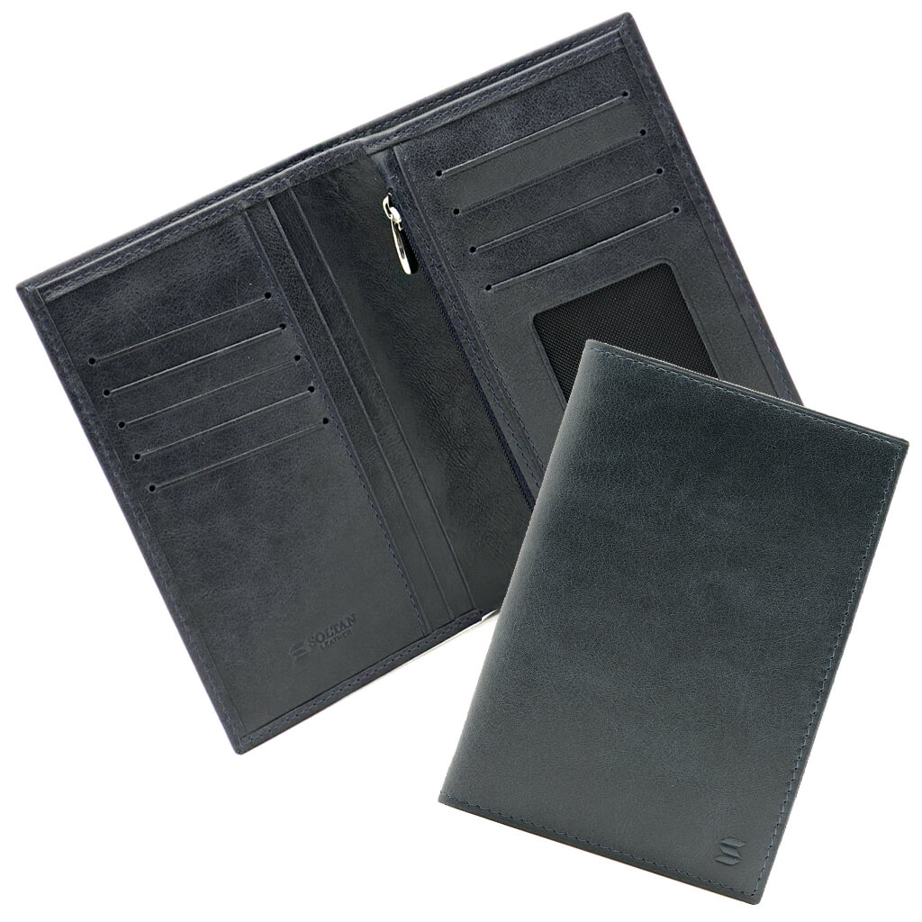 Grey men's wallets made of genuine leather