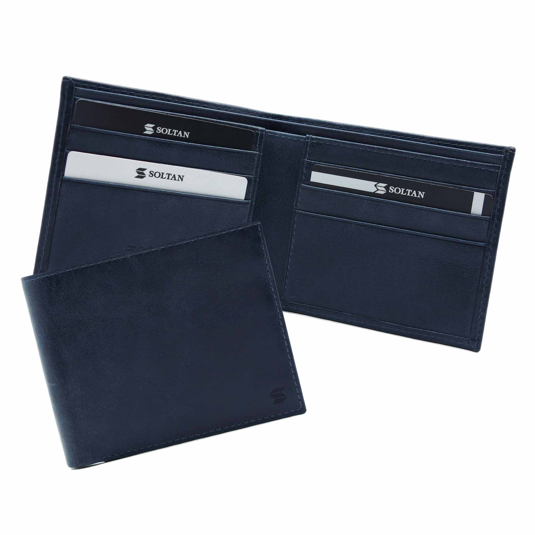 Blue men's wallets made of genuine leather